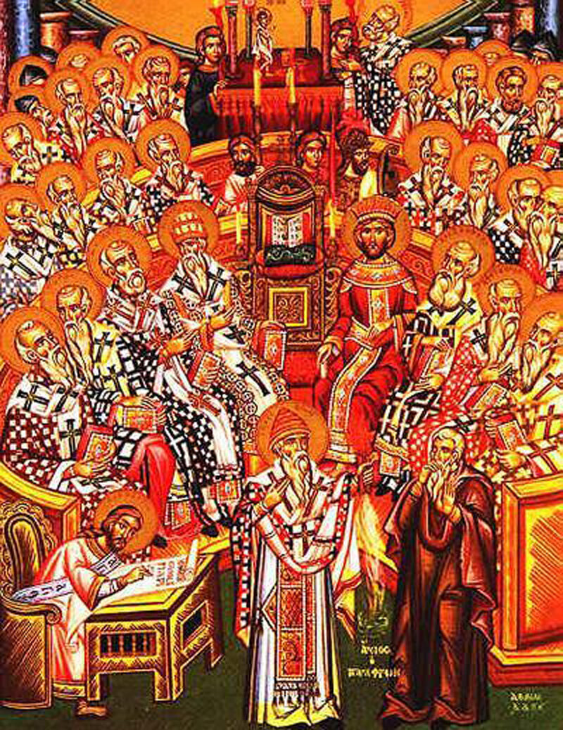 The Council of Nicea, as portrayed in a modern Eastern Orthodox church.