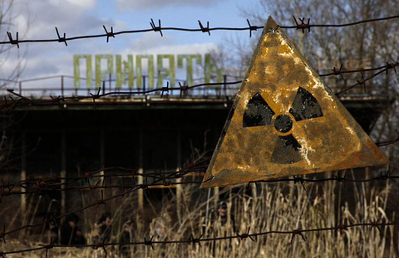 Radiation warning sign in Pripyat