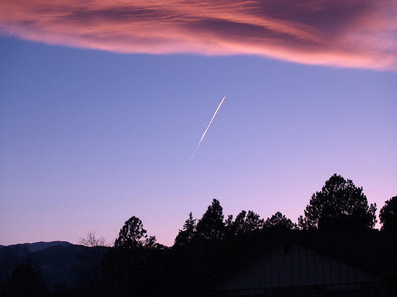 A more familiar contrail plume, emitted by an Air Force jet.