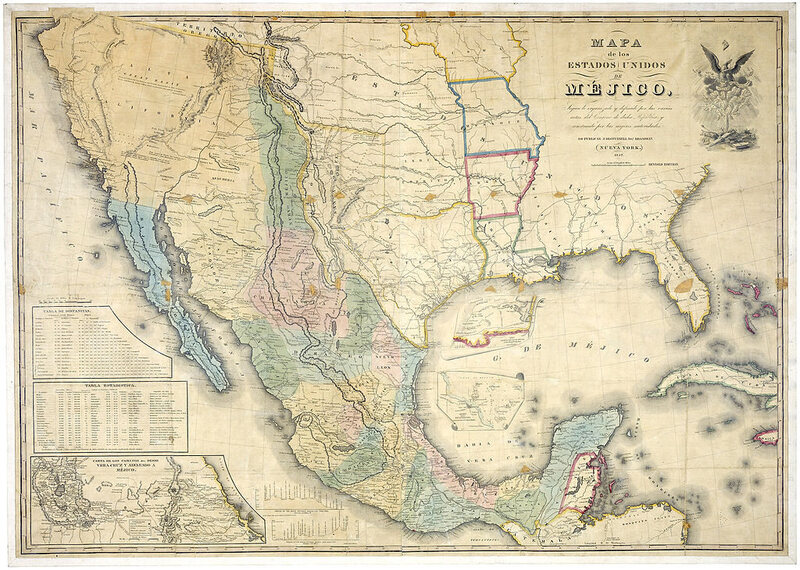 A map of Mexican territory in 1847.