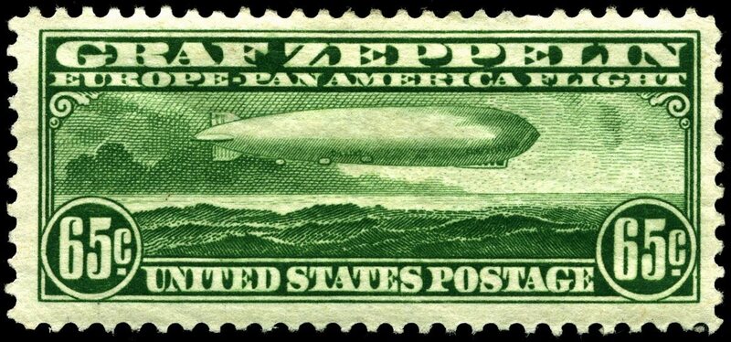 At 65 cents, the green Graf Zeppelin stamp was the least expensive.