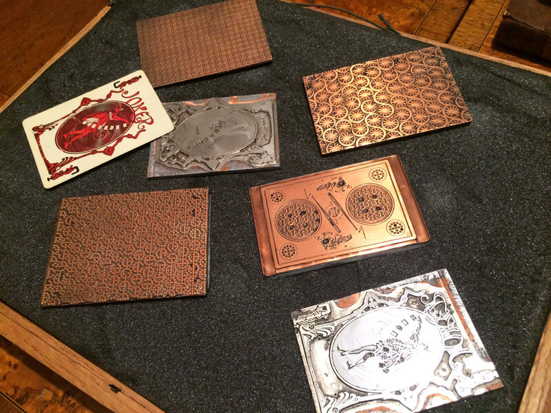Antique devices for printing playing cards. 