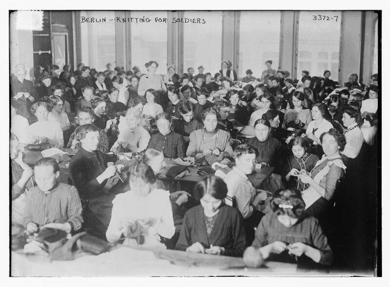 Women in Berlin knitting for soliders, 1914. 