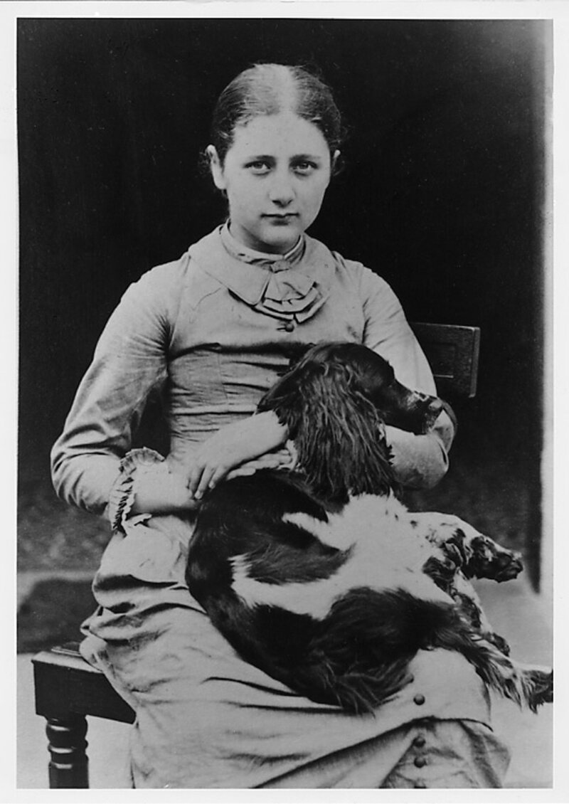 Beatrix Potter with her dog. 