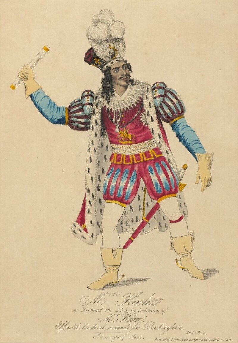 Actor James Hewlett as Richard III in a 1921 African Grove Theatre production.