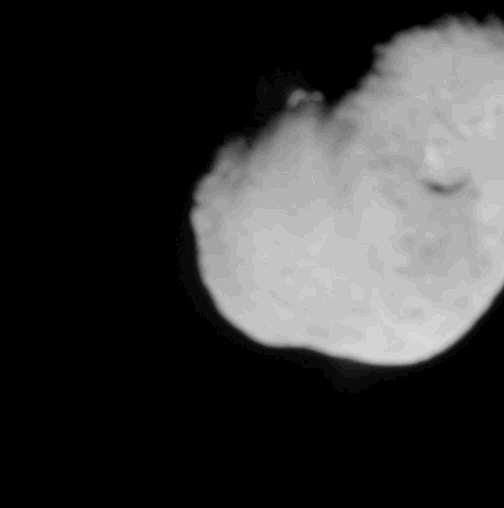 <em>Deep Impact</em>'s view of the impactor and Tempel 1 colliding in 2005.
