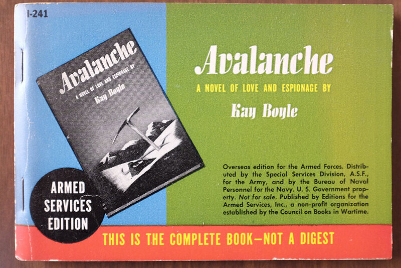 Spy thrillers, like Kay Boyle's <em>Avalanche,</em> were a popular ASE genre.