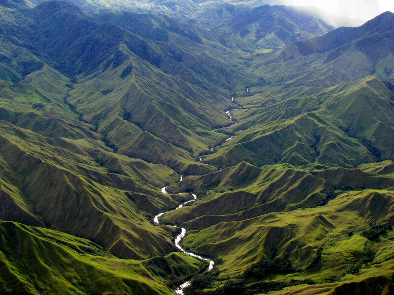 An aerial view of Papua New Guinea. 