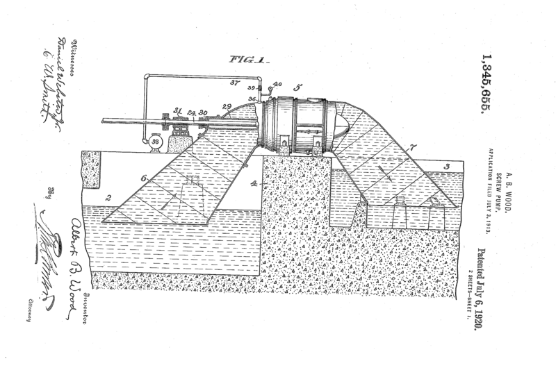 One of Wood's patent drawings of the pump design. 