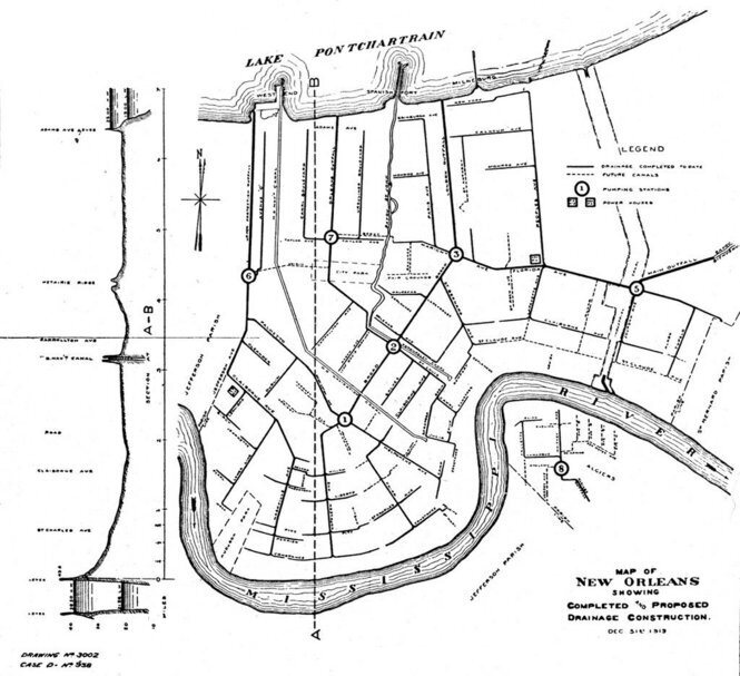 The New Orleans drainage system in 1913.