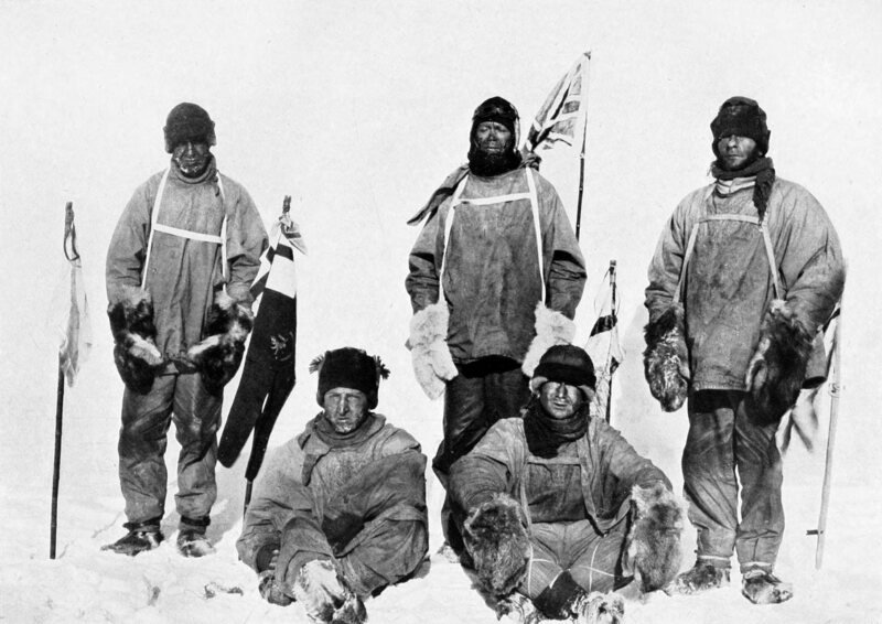 The party that made it to the South Pole, including Robert Falcon Scott.