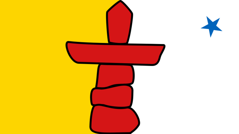 The flag of Nunavut features an inukshuk.
