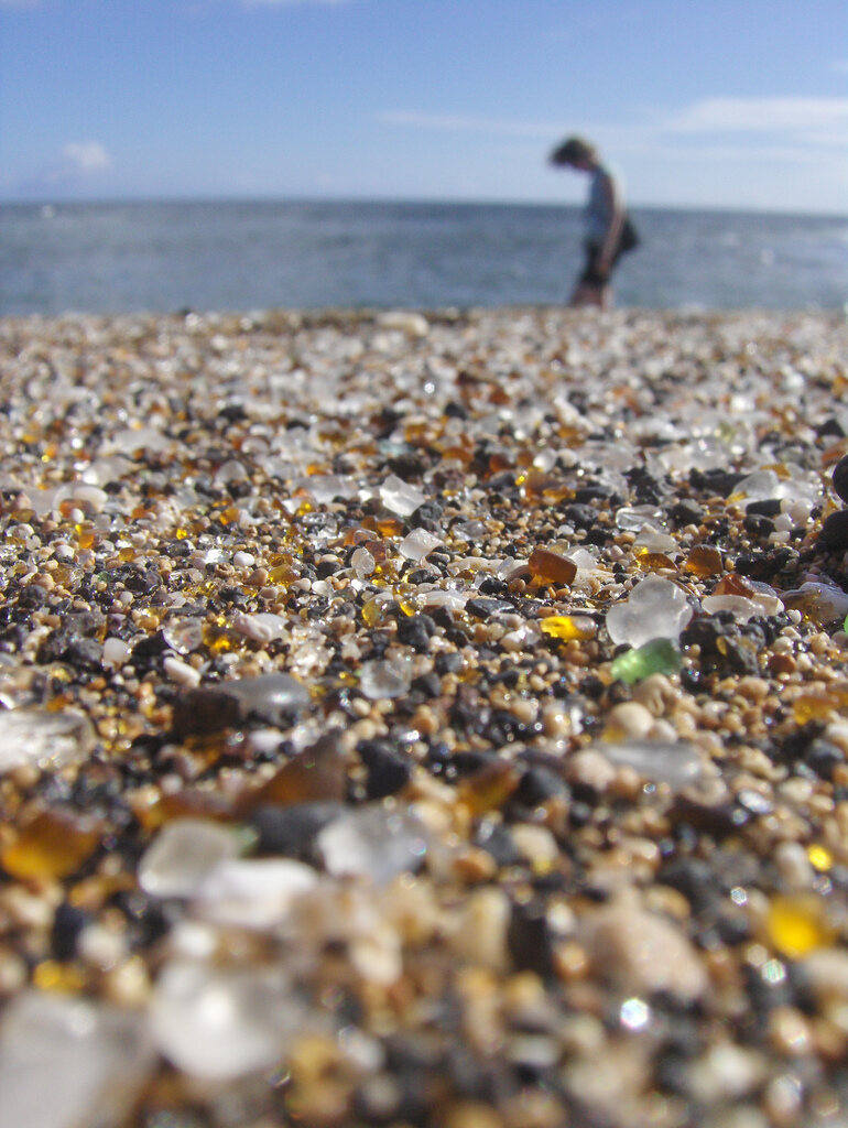 Glass Beach on Kauai, Hawaii, is another former dump site, still at the ocean edge of an industrial area along Hanapepe Bay