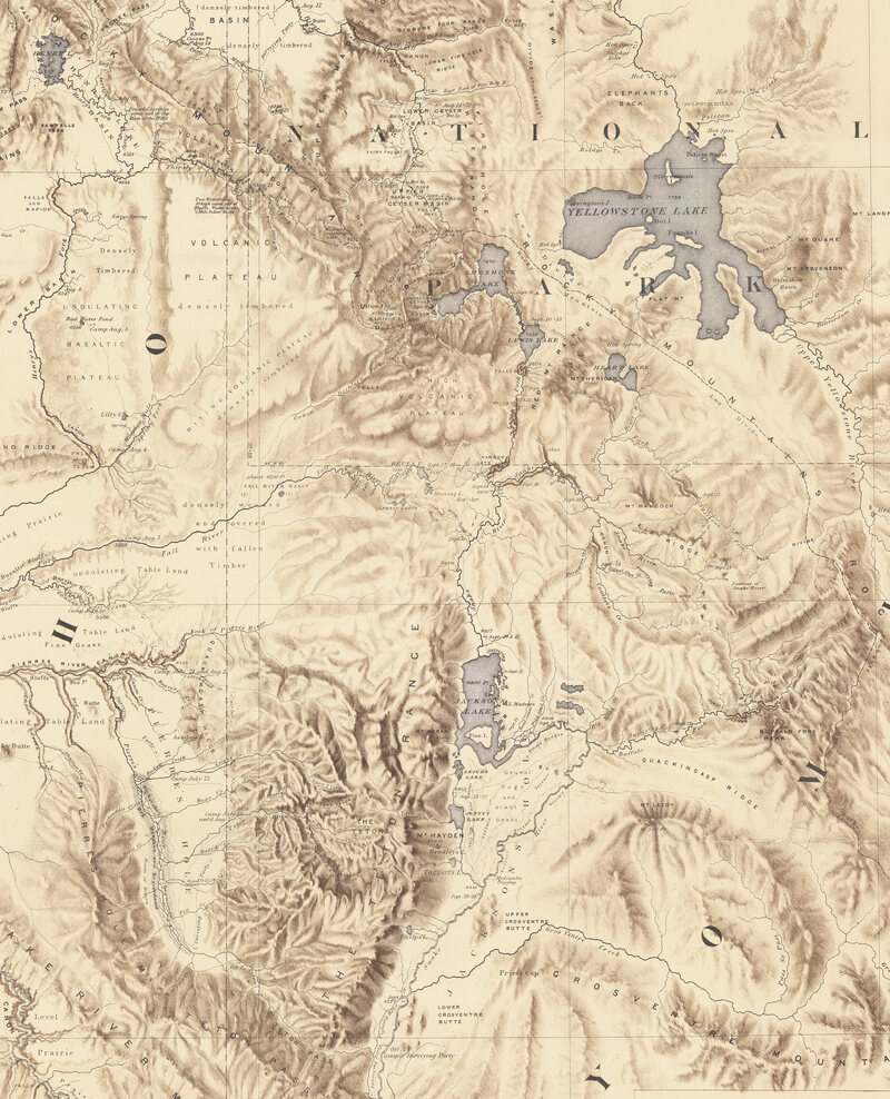 6.2359° N, 75.5751° W, Gustavus Bechler, Map of the Sources of Snake River, 1872. 