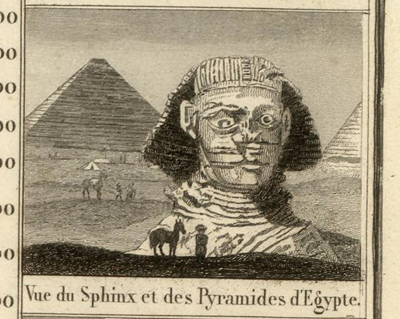 A vignette from Pick's map showing the Egyptian sphinx.