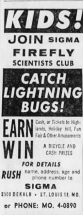 An early ad for the club, from the June 2nd, 1960 St. Louis Post-Dispatch. 