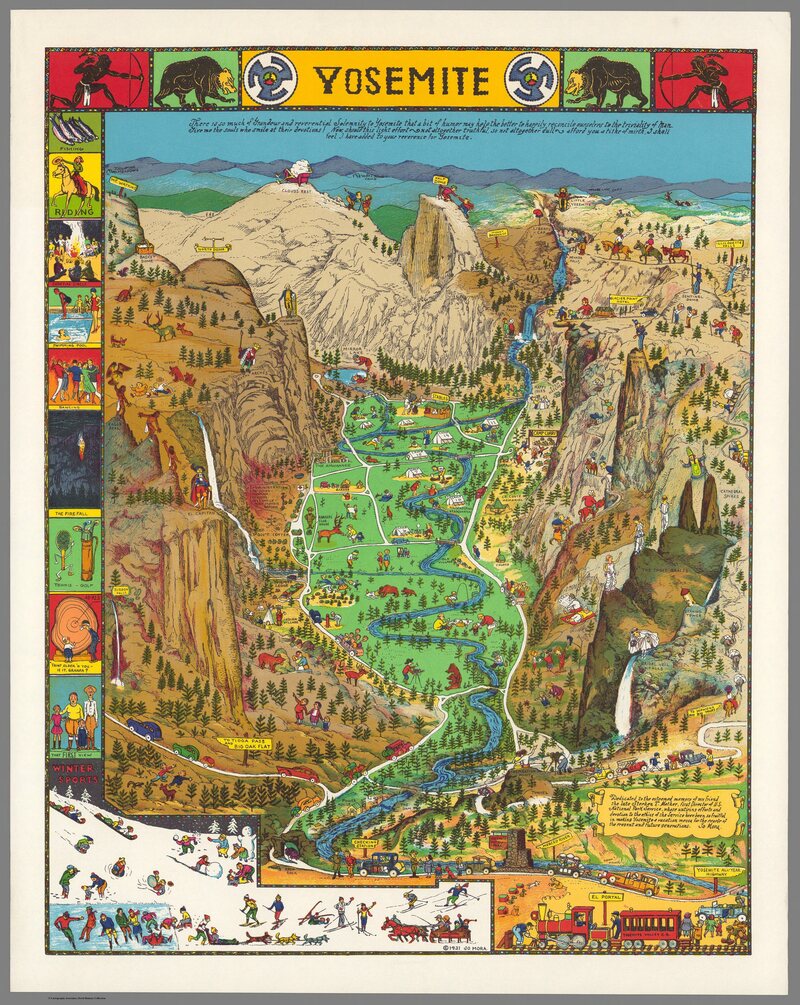 Map Of Yosemite National Park Behold A Glorious Vintage Map Of Yosemite National Park - Atlas Obscura