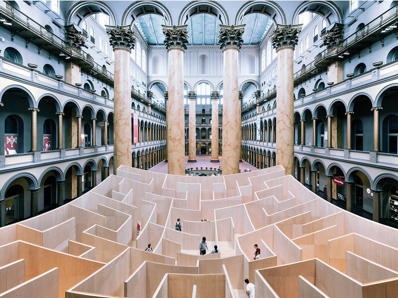 The Big Maze at the National Building Museum in Washington DC, a temporary installation design by architects BIG in 2014.