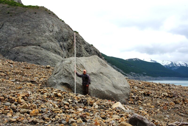 A giant boulder moved by the tsunami as it ran down Taan Fjord.