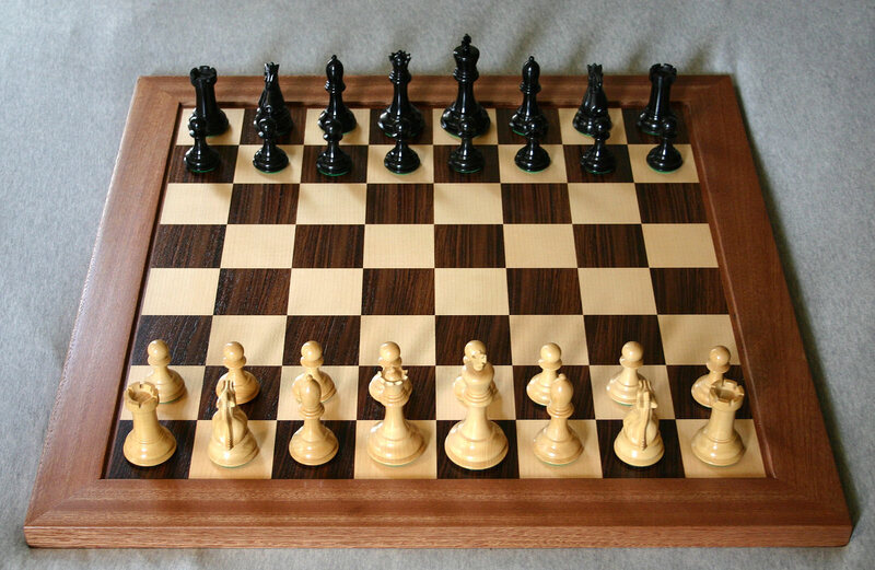 A correctly set up chess board, for reference.
