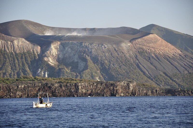 A small fishing boat off the Aeolian Islands.