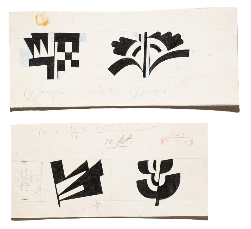 A sampling of Electra Abstract, another set of typographic symbols made by Dwiggins. (These ones didn't make it.)