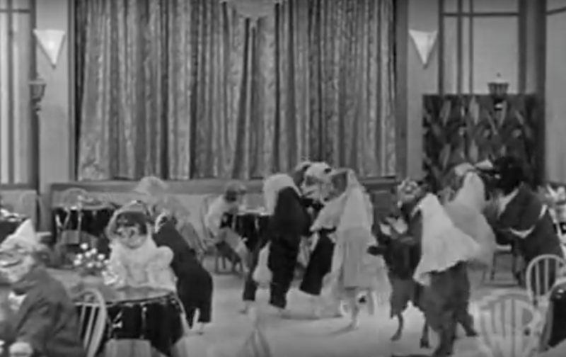 A scene from <em>Hot Dog</em>, showing dogs dancing at the "Bow Wow Inn Dancing Revue."