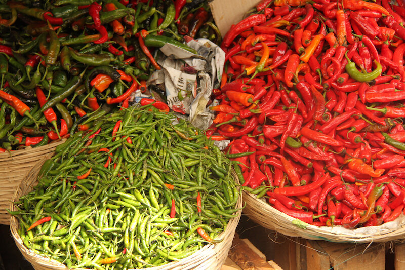 Different types of chillies in Bhutan.