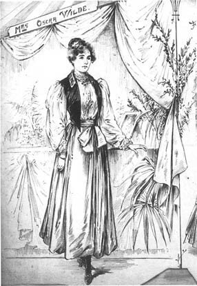 A press illustration shows Constance Wilde manning a charity flower stall at the ‘Healtheries’, in a divided skirt, one of the then latest ‘rational’ outfits.