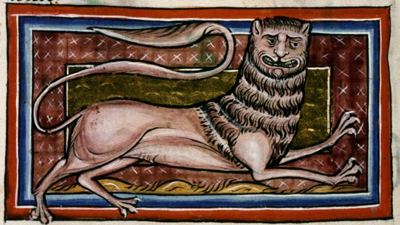 A maned pard, featured in a 13th-century manuscript.
