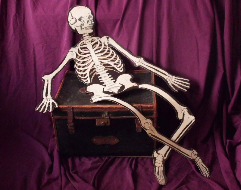 A skeleton, found inside the box.