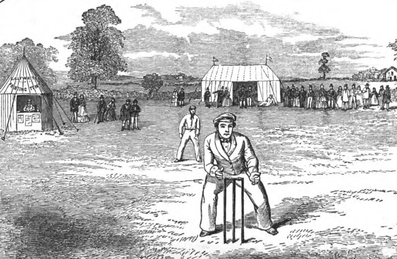 An illustration of the pitch, from <em>The English Cricketers' Trip to Canada and the United States</em>, 1860. 
