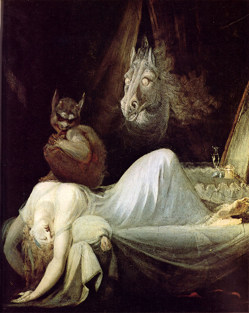 Una versión diferente de <em> The Nightmare </ em>, Henry Fuseli, c.  1790.