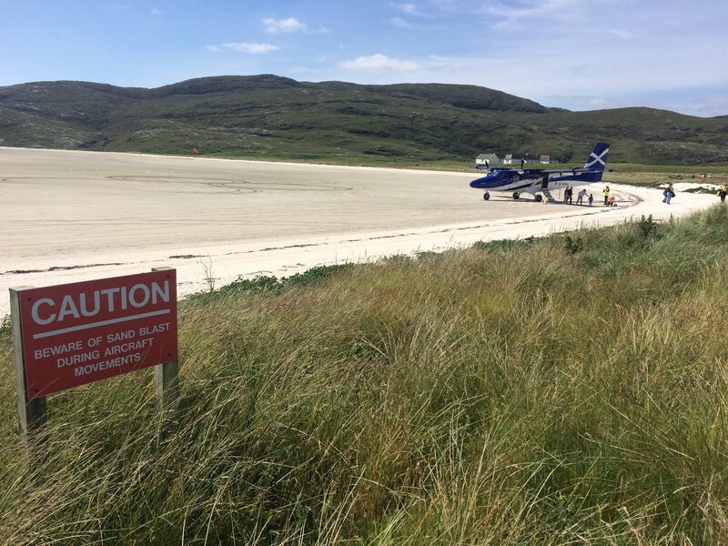 At the Barra Airport, planes land directly on the beach.