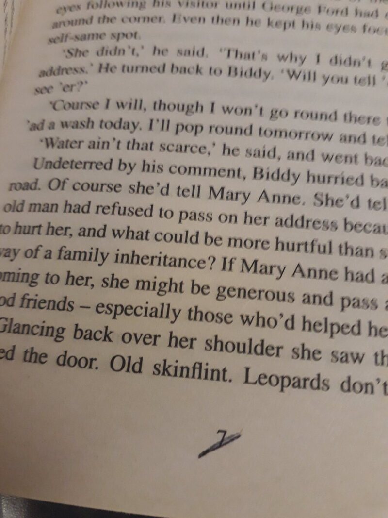An underlined 7 in Lizzie Lane's <em>A Wartime Family</em>.