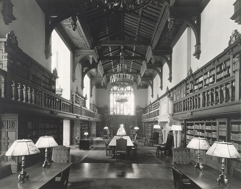 Inside the Folger Shakespeare Library, Washington, D.C., c. 1940s. 