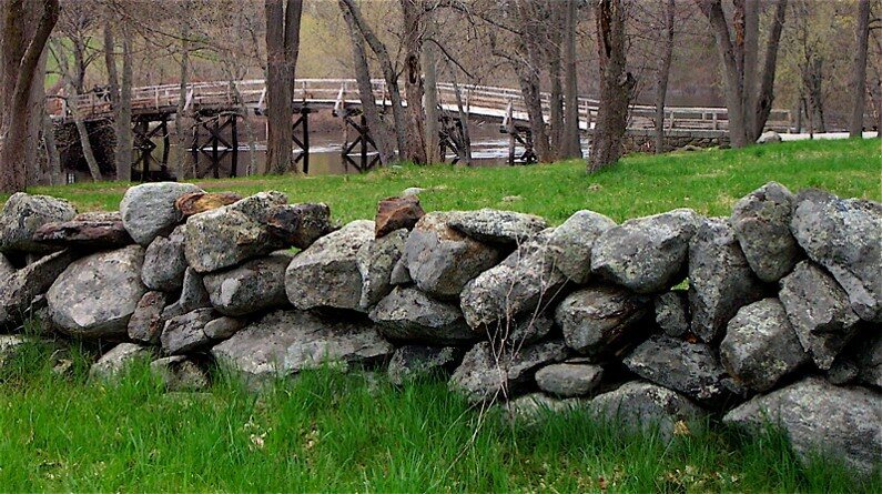 Stone wall at Old Manse, Concord, Massachusetts. 