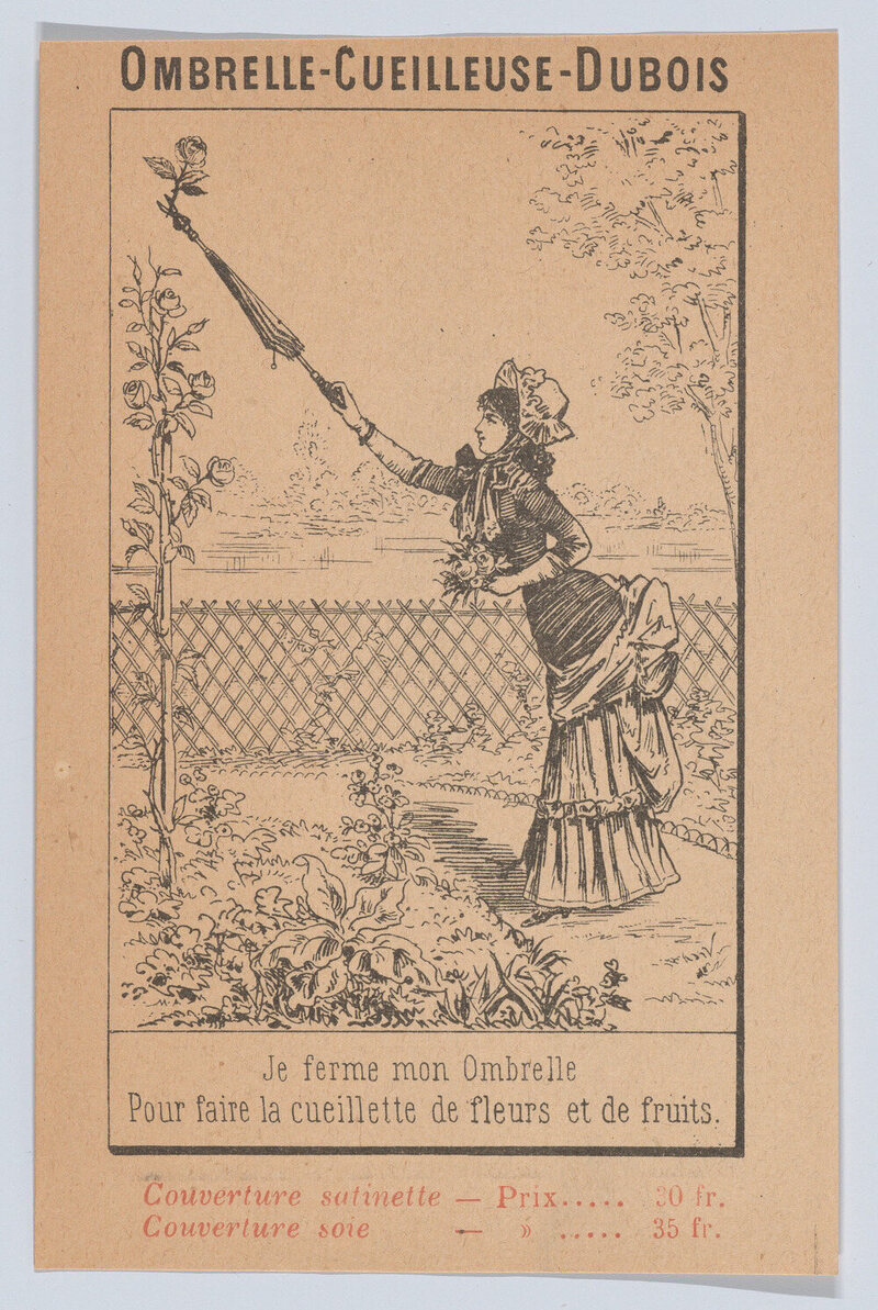 The DuBois Parasol Pruner was a useful gadget for gardeners who didn't want to get their skirts or hands dirty. 