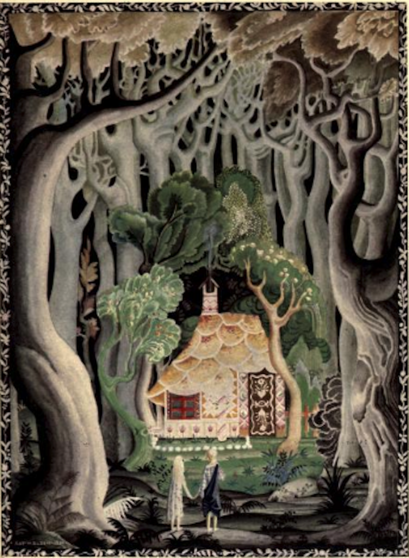In Kay Neilsen's illustration of <em>Hansel and Gretel</em>, the forest feels unknown and unknowable.