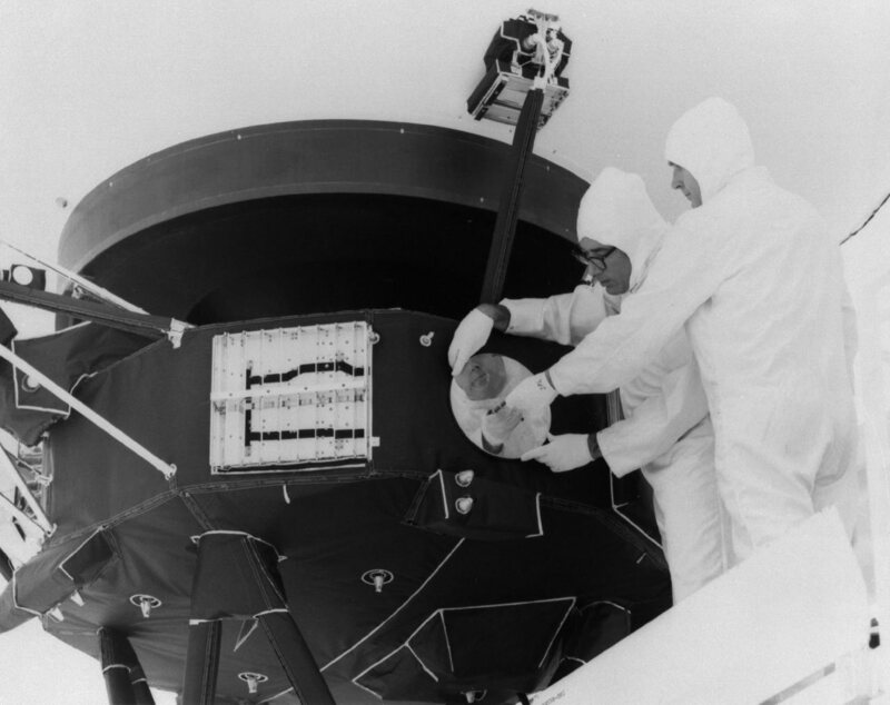 The Golden Record is affixed to the Voyager Probe.