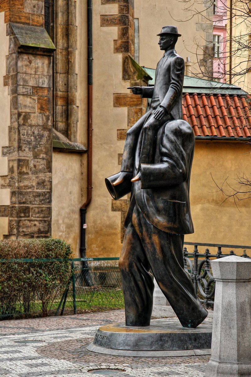 Sculptor Jaroslav Róna's depiction of Kafka in Prague's ancient Jewish quarter, where the writer spent most of his life.