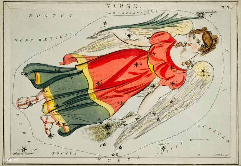 Astronomical chart illustration of the Virgo.
