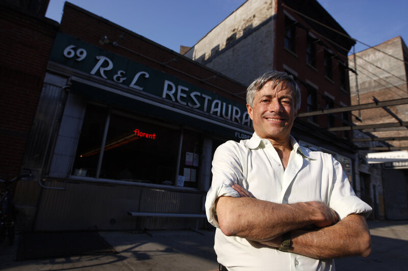 Florent Morellet stands in front of his restaurant, Florent, formerly standing at 69 Gansevoort Street.