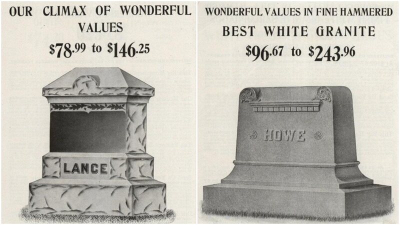 Tombstones in Sears catalog