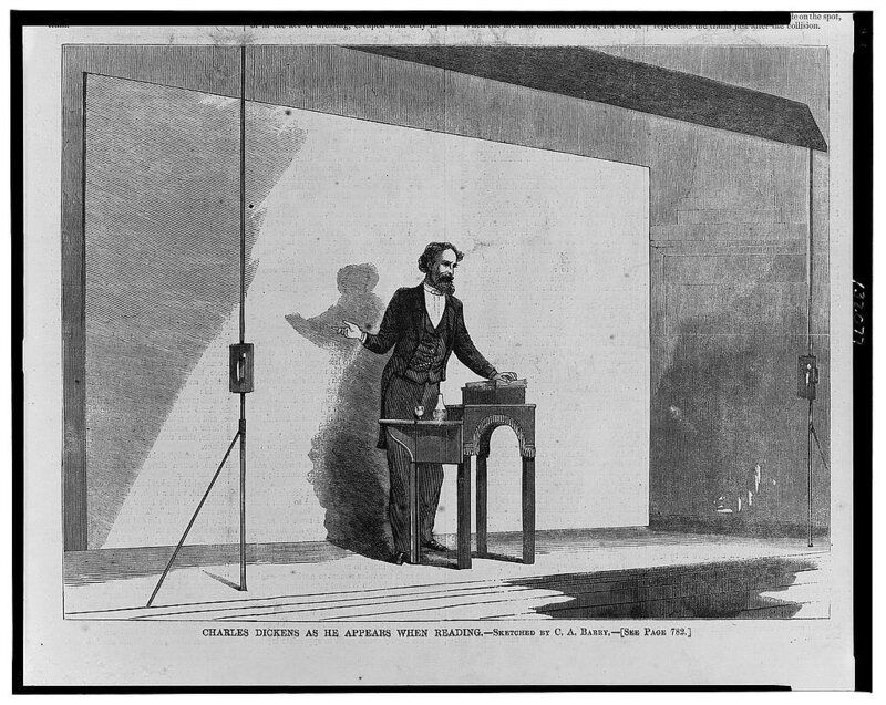 In his performances, Dickens took to the stage alone, with little more than a desk and his book.