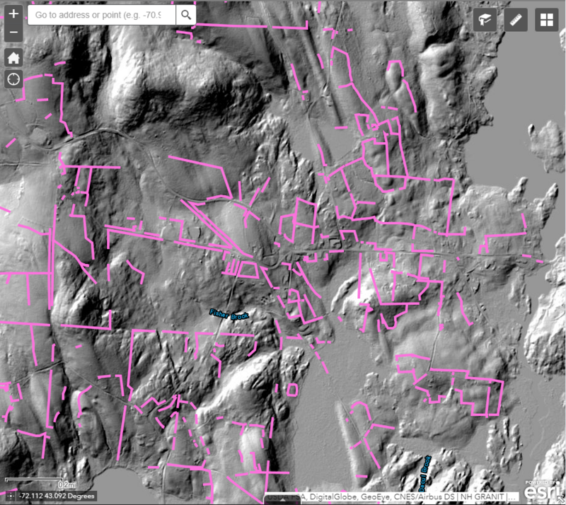 Stoddard, New Hampshire, under LiDAR after walls were drawn.