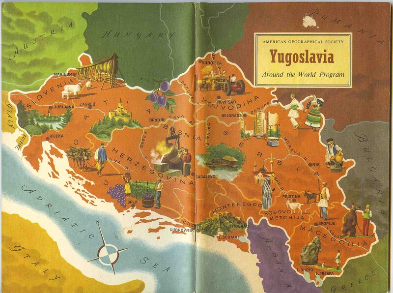 Cover from the American Geographical Society's "Around the World Program," depicting the former Yugoslavia and its member states, 1961. 