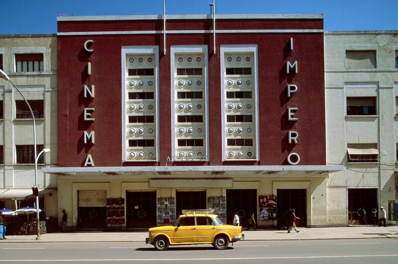 The famed Cinema Impero  (Empire Cinema), an Art Deco-style theater on Harnet Avenue in downtown Asmara. 
