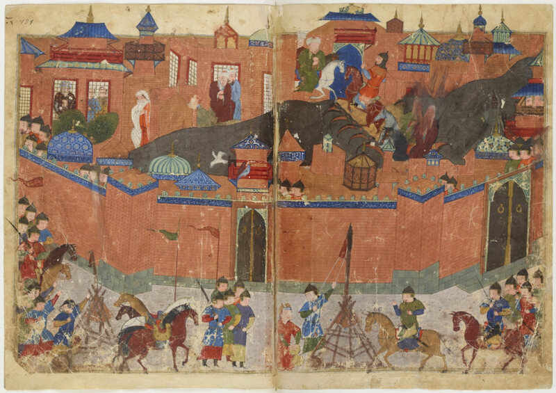 The siege of Baghdad in 1258, as depicted in a 15th-century manuscript. 
