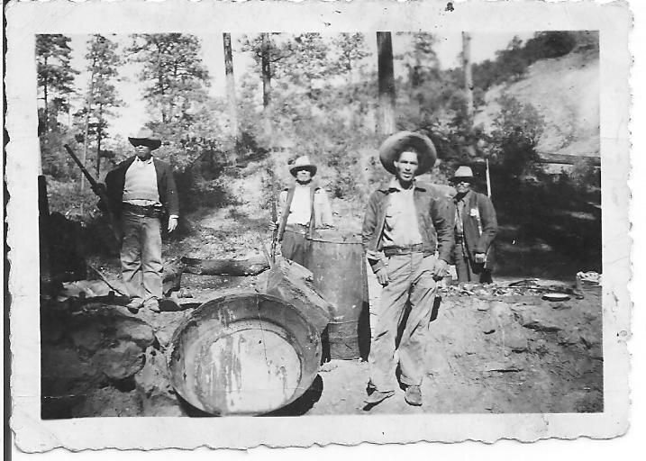 Don Cuco, Jacquez' grandfather, and his team of sotoleros in their clandestine vinata in the mountains of Northern Mexico.